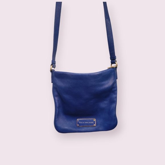 Marc By Marc Jacobs Handbags - SOLD Marc by Marc Jacobs Cobalt Blue Leather Crossbody Bag with Gold Hardware